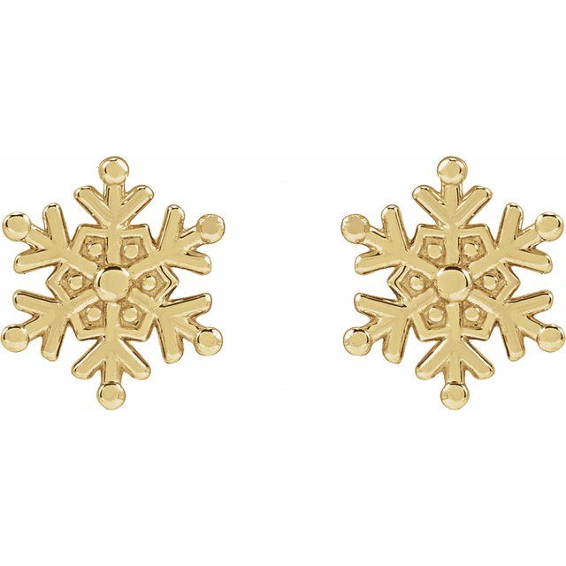 14K Snowflake Stud Earring