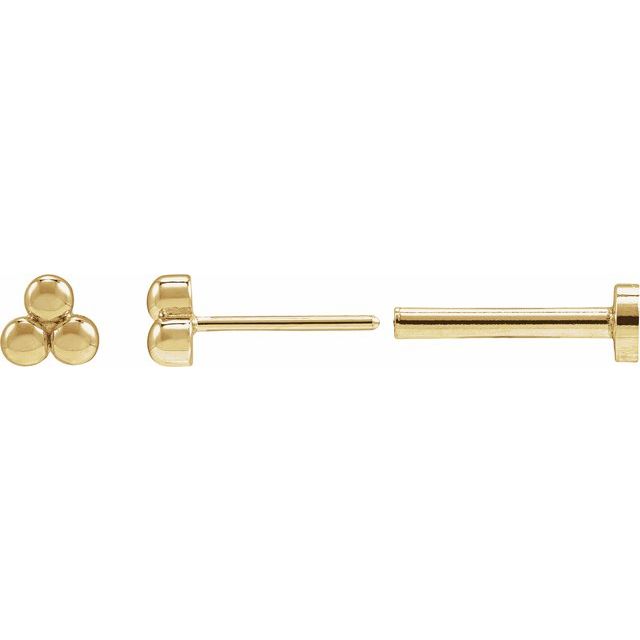14K 3 Beads Stud Earring