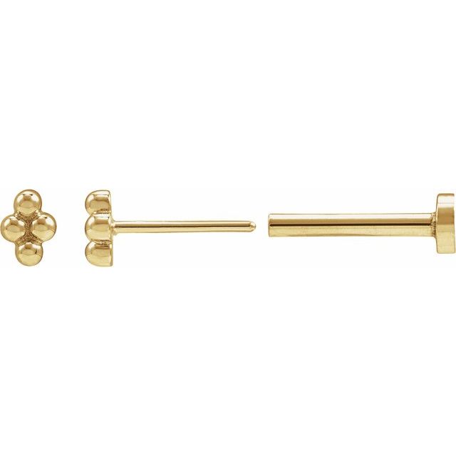 14K 4 Bead Stud Earring
