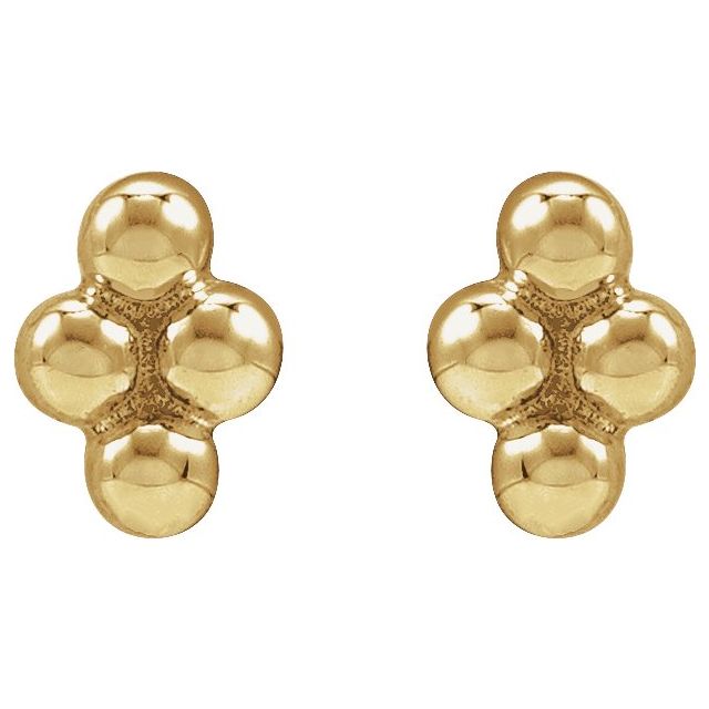14K 4 Bead Stud Earrings