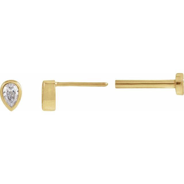 14K .05 CT Natural Diamond Bezel-Set Earring