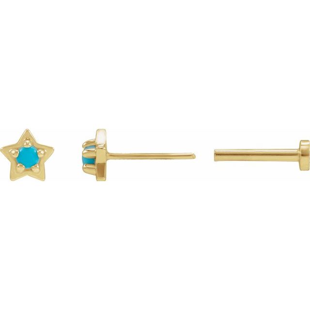 14K Natural Turquoise Petite Star Earring