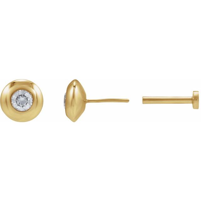 14K 1/10 CT Lab-Grown Diamond Domed Bezel-Set Earring