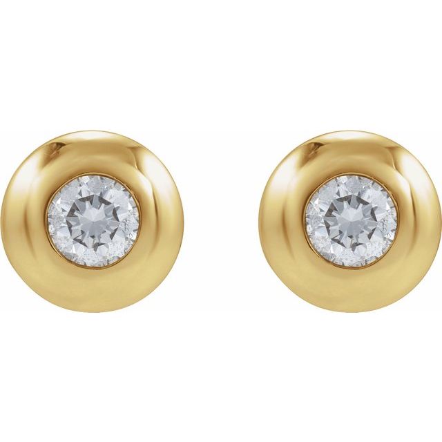 14K 1/10 CT Lab-Grown Diamond Domed Bezel-Set Earring