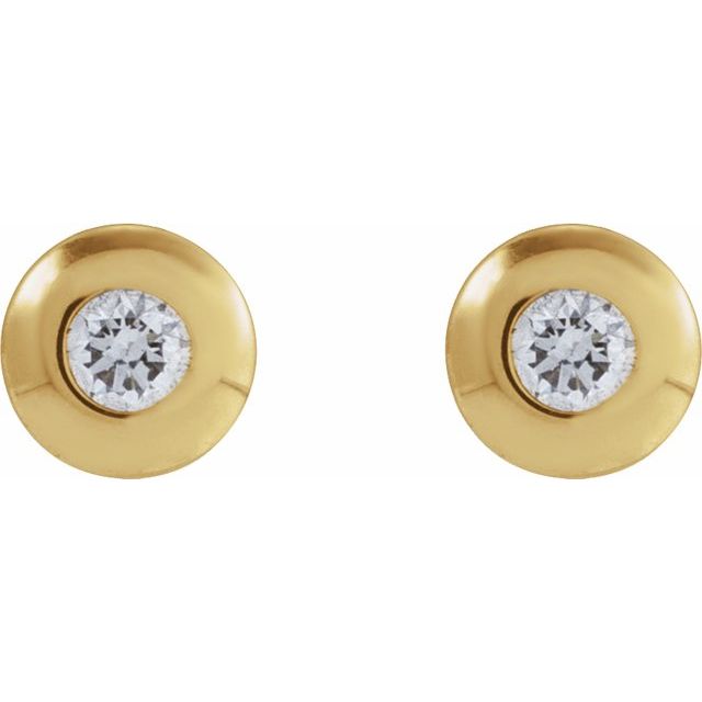 14K .03 CT Natural Diamond Domed Bezel-Set Earring