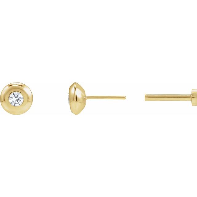 14K .06 CT Lab-Grown Diamond Domed Bezel-Set Earring