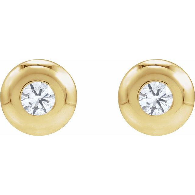 14K .06 CT Lab-Grown Diamond Domed Bezel-Set Earring