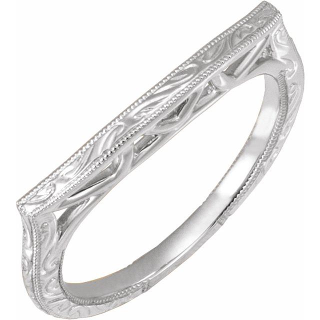 14K White Engraved Matching Band