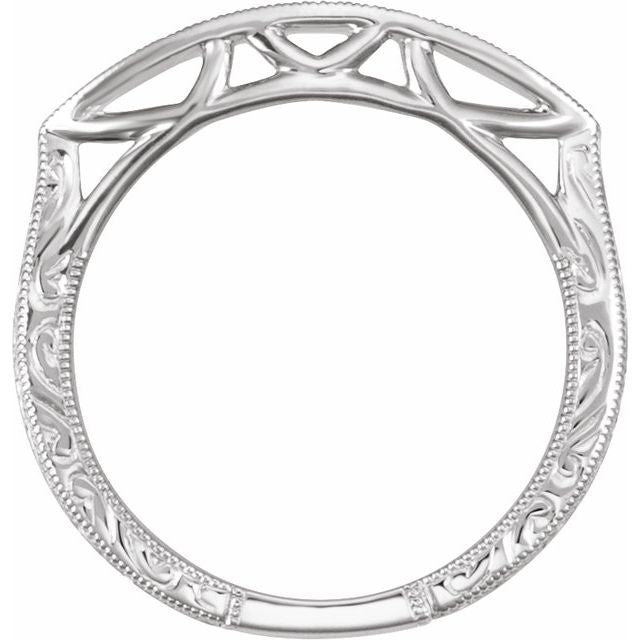 14K White Engraved Matching Band