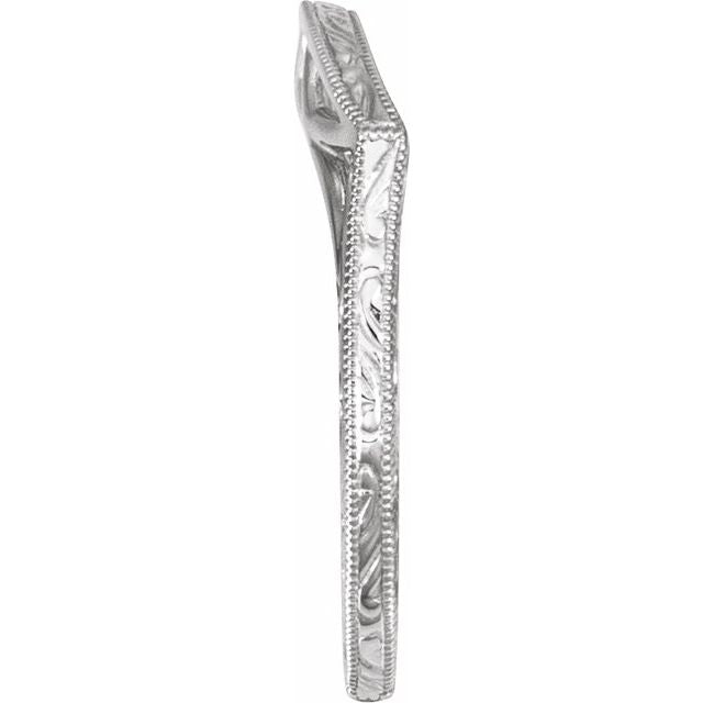 14K White Engraved Matching Band