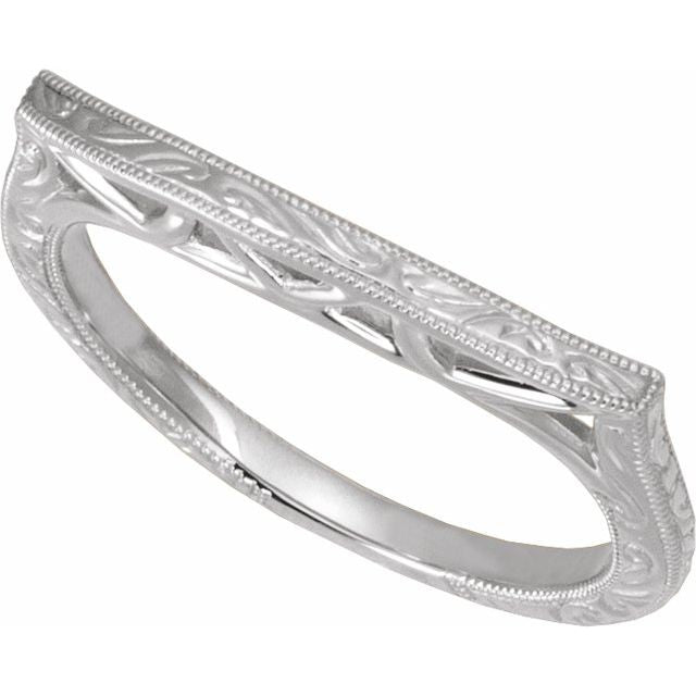 14K White Engraved Matching Band