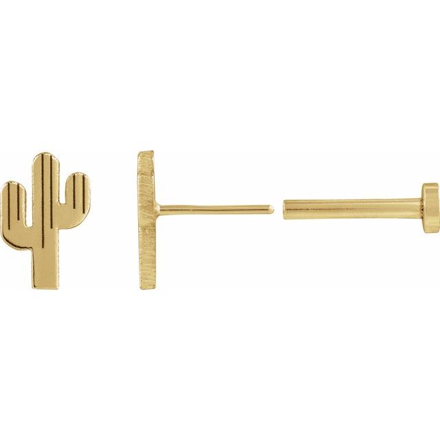 14K Left Cactus Earring