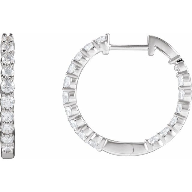 14K 1 CTW Lab-Grown Diamond Inside-Outside Hinged Hoop Earrings