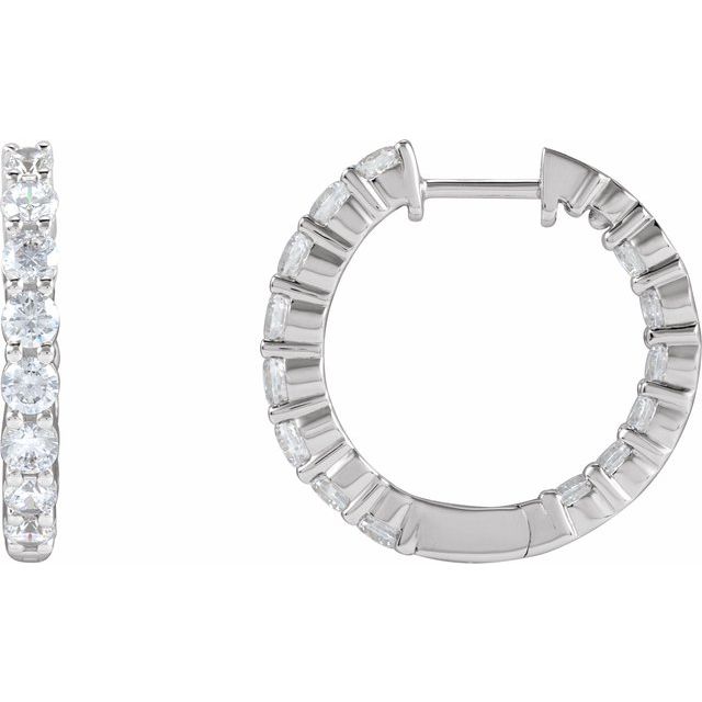 14K 2 CTW Lab-Grown Diamond Inside-Outside Hinged Hoop Earrings