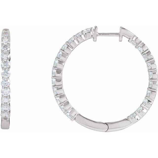 14K 3 CTW Lab-Grown Diamond Inside-Outside Hinged Hoop Earrings