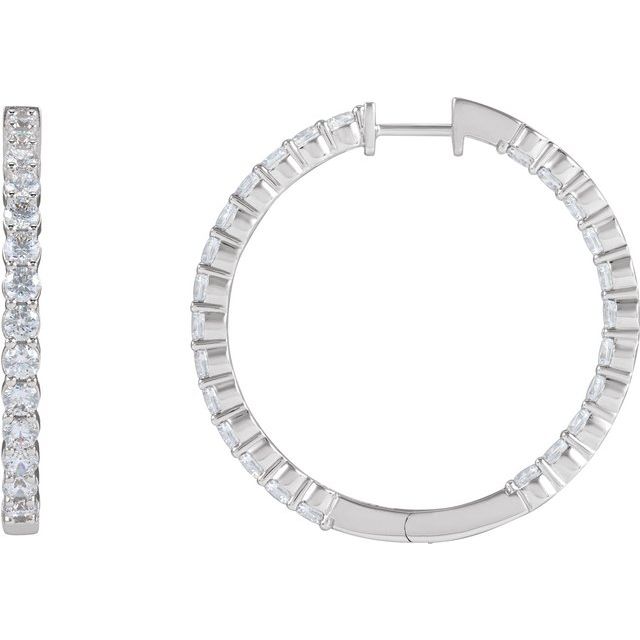 14K 4 CTW Lab-Grown Diamond Inside-Outside Hinged Hoop Earrings