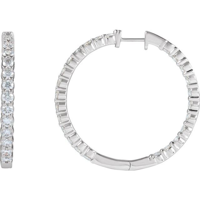 14K 5 CTW Natural Diamond Inside-Outside Hinged Hoop Earrings
