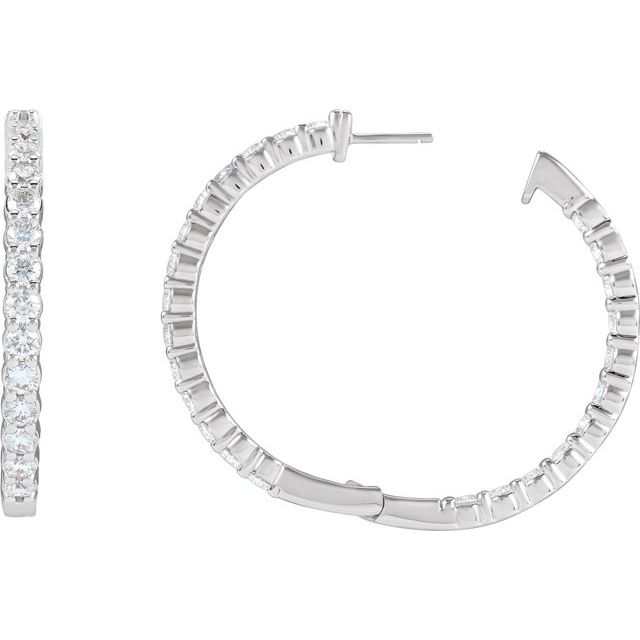 14K 5 CTW Natural Diamond Inside-Outside Hinged Hoop Earrings