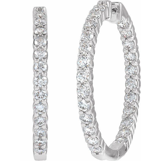 14K 5 CTW Natural Diamond Inside-Outside Hinged Hoop Earrings