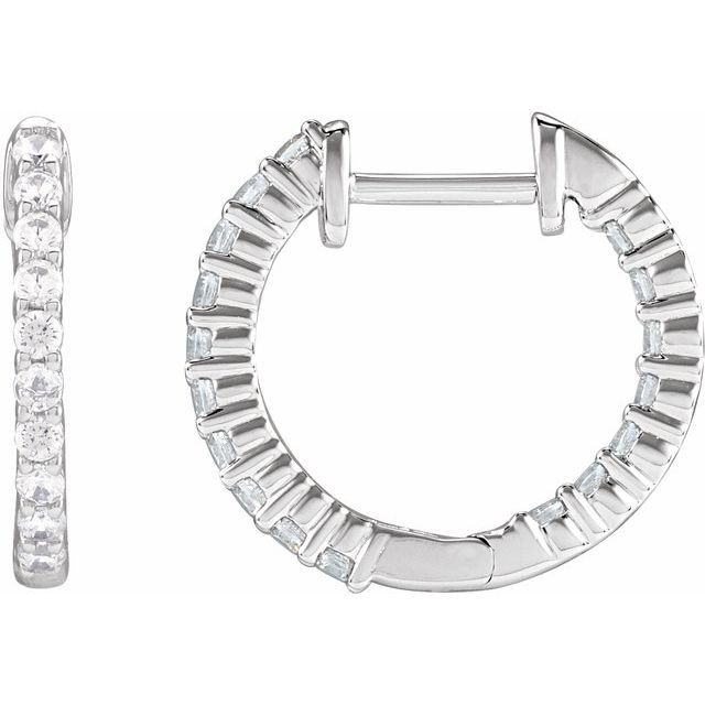 14K 1/2 CTW Lab-Grown Diamond Inside-Outside Hinged Hoop Earrings