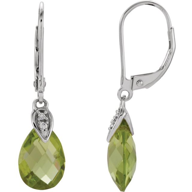 14K Natural Peridot & .025 CTW Natural Diamond Earrings