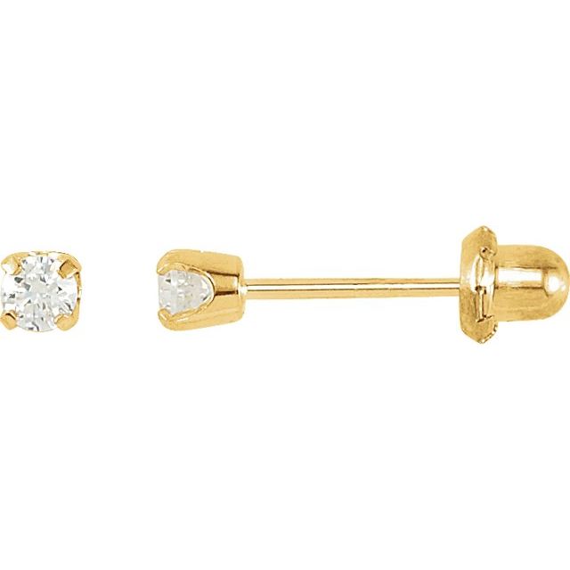 14K Imitation Cubic Zirconia Piercing Stud Earrings