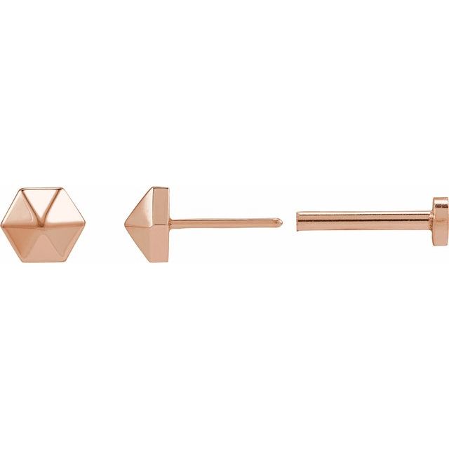 14K Hexagon Earring