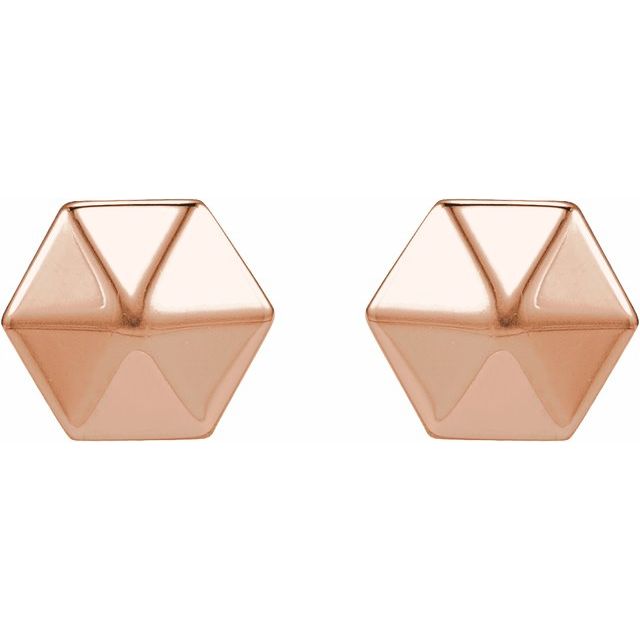 14K Hexagon Earring