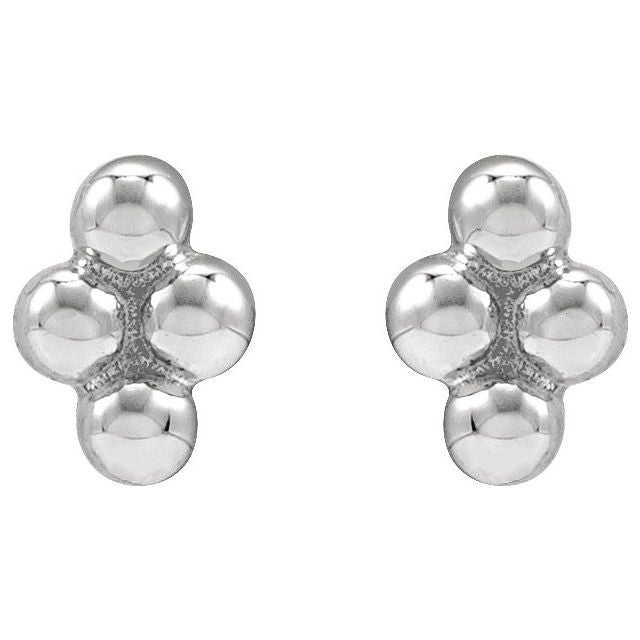 14K 4 Beads Stud Earrings