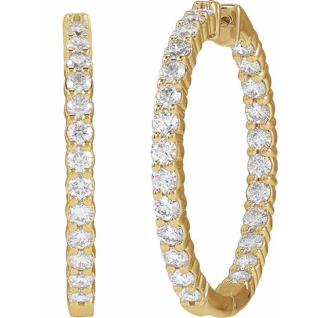 14K 5 CTW Lab-Grown Diamond Inside-Outside Hinged Hoop Earrings