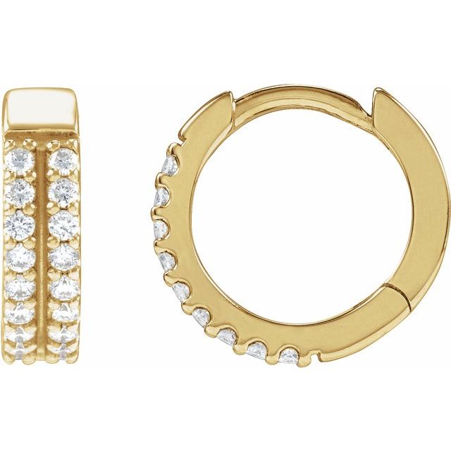 14K 1/5 CTW Natural Diamond Double-Row Hoop Earrings