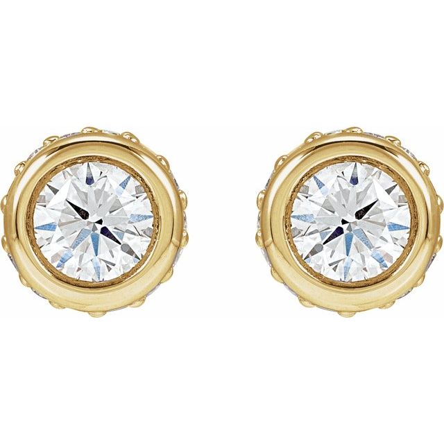 14K 1 1/8 CTW Lab-Grown Diamond Hidden Halo-Style Stud Earrings