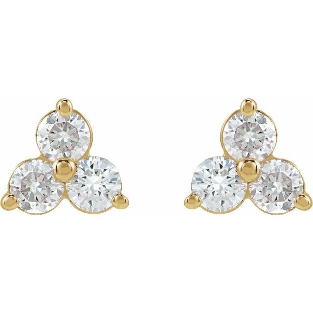 14K 1/5 CTW Natural Diamond Three-Stone Cluster Earring