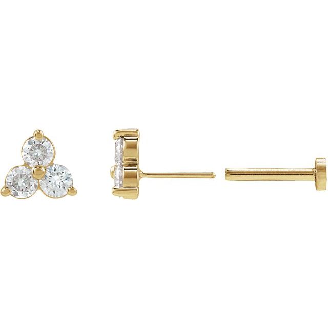 14K 1/5 CTW Natural Diamond Three-Stone Cluster Earring
