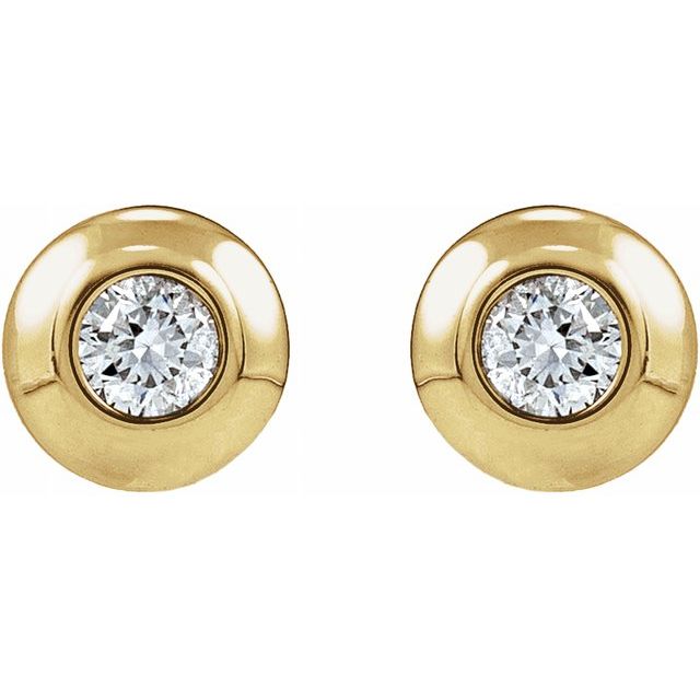 14K .03 CT Lab-Grown Diamond Domed Bezel-Set Earring