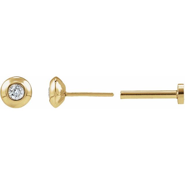 14K .03 CT Lab-Grown Diamond Domed Bezel-Set Earring
