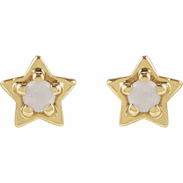14K Natural Opal Petite Star Earring