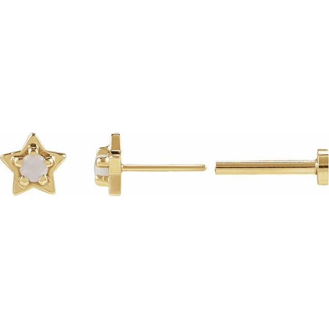 14K Natural Opal Petite Star Earring