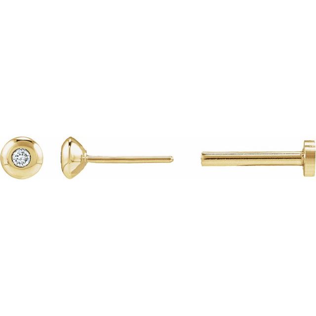 14K .015 CT Lab-Grown Diamond Domed Bezel-Set Earring