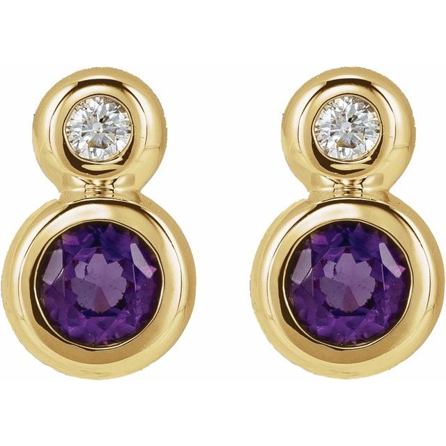 Natural Amethyst & .02 CT Natural Diamond Earrings