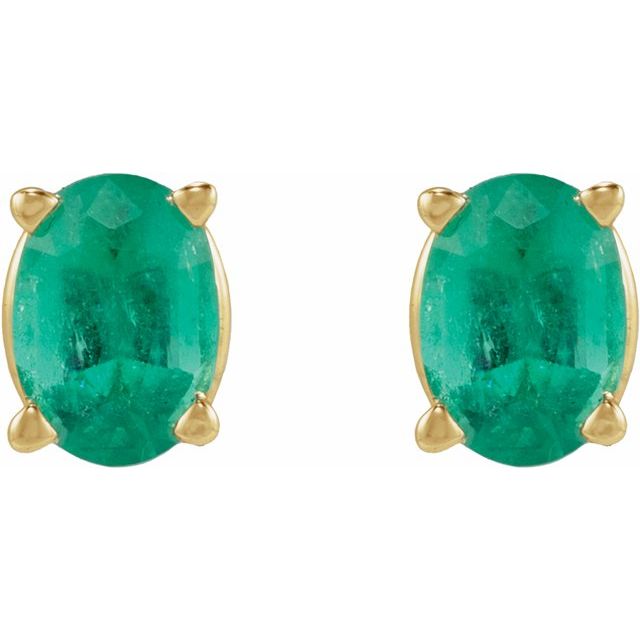 14K Natural Emerald Earring
