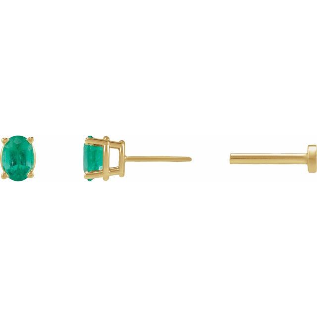 14K Natural Emerald Earring