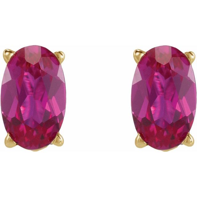 14K Lab-Grown Ruby Earring
