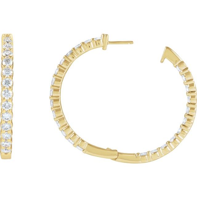 14K 5 CTW Lab-Grown Diamond Inside-Outside Hinged Hoop Earrings