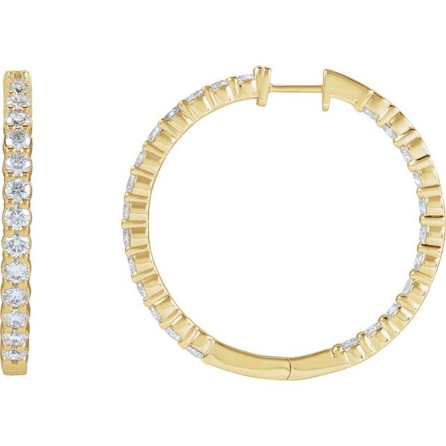 14K 5 CTW Lab-Grown Diamond Inside-Outside Hinged Hoop Earrings