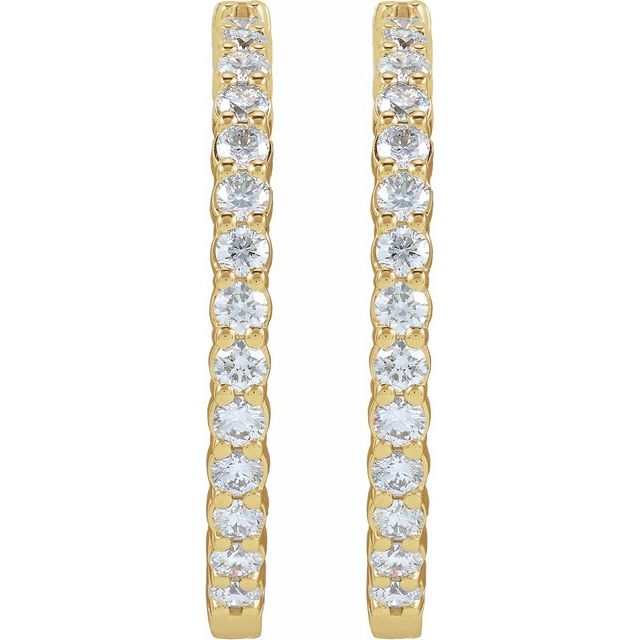 14K 5 CTW Lab-Grown Diamond Inside-Outside Hinged Hoop Earrings