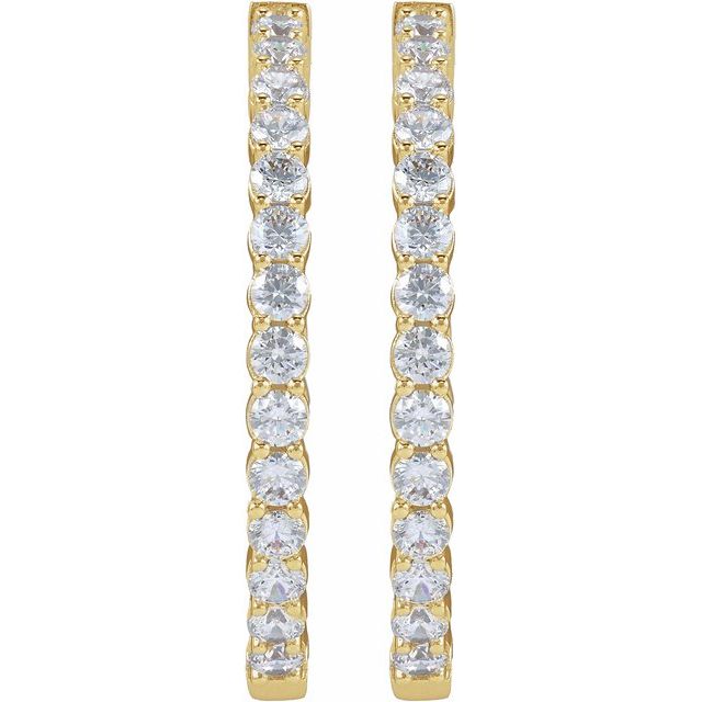 14K 4 CTW Lab-Grown Diamond Inside-Outside Hinged Hoop Earrings