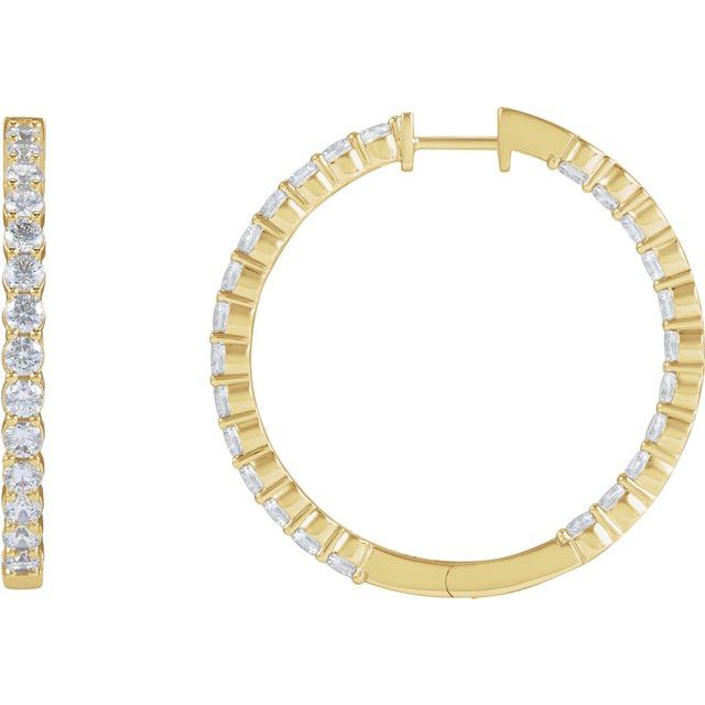 14K 4 CTW Lab-Grown Diamond Inside-Outside Hinged Hoop Earrings