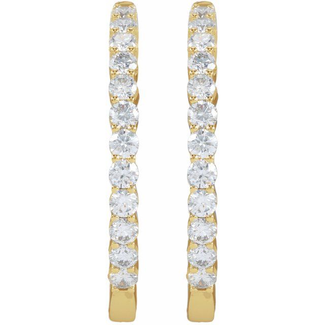 14K 3 CTW Lab-Grown Diamond Inside-Outside Hinged Hoop Earrings