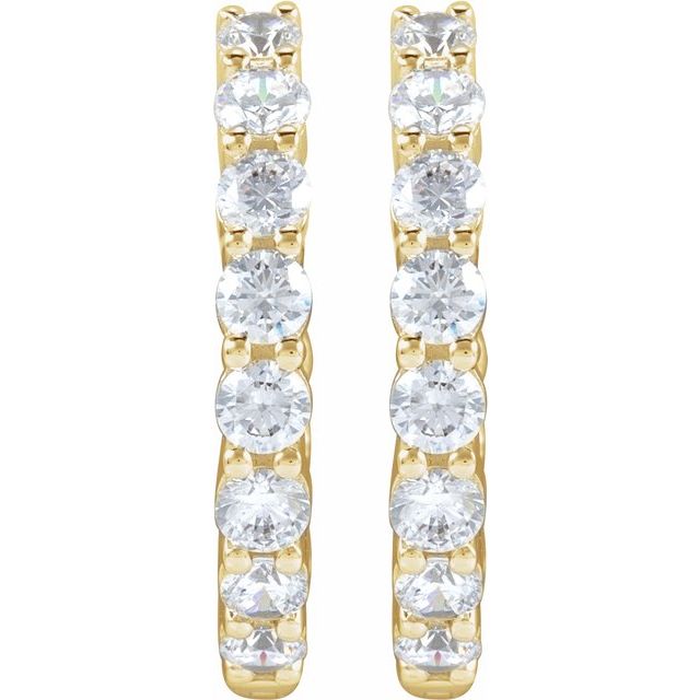 14K 2 CTW Lab-Grown Diamond Inside-Outside Hinged Hoop Earrings